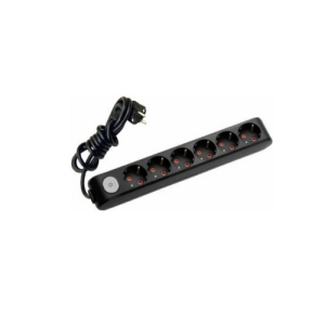 Eko - 6'lı Anahtarlı Çocuk Korumalı Topraklı Grup Priz - 20 Metre - (Siyah - 3x2.5 Bakır Kablolu)