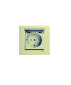 Viko Novella Metalik Beyaz Çocuk Korumalı Kapaklı Topraklı Priz - (Çerçeve Dahil)